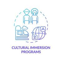 culturel immersion programmes bleu pente concept icône. étudiant échange programme. rond forme ligne illustration. abstrait idée. graphique conception. facile à utilisation dans présentation vecteur