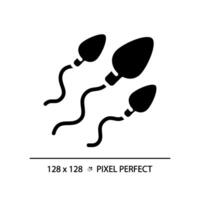 spermatozoïdes Oeuf noir glyphe icône. Masculin la reproduction système, la fertilité. Humain procréation la biologie, la génétique. silhouette symbole sur blanc espace. solide pictogramme. vecteur isolé illustration