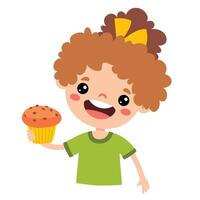 illustration de enfant avec muffin vecteur
