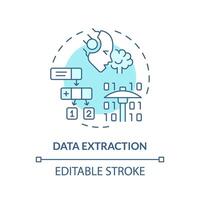 Les données extraction doux bleu concept icône. artificiel intelligence, etl processus. document analyse. rond forme ligne illustration. abstrait idée. graphique conception. facile à utilisation dans infographie vecteur