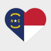 Nord Caroline Etat drapeau dans cœur forme. vecteur Nord Caroline drapeau dans cœur.