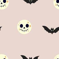 mignonne chauves-souris, lune sans couture Halloween Contexte. modèle pour textile, fond d'écran, emballage, couverture, la toile, carte, boîte, imprimer, bannière, céramique vecteur