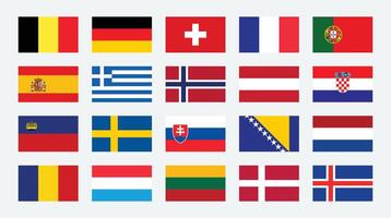 plat illustration de tout européen pays nationale drapeaux. L'Europe  pays drapeaux collection. vecteur