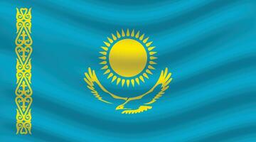 plat illustration de kazakhstan nationale drapeau. kazakhstan drapeau conception. kazakhstan vague drapeau. vecteur