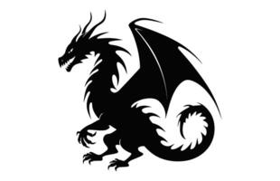 dragon ancien créature mythologie silhouette vecteur isolé sur une blanc Contexte