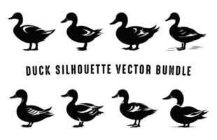 canard silhouette vecteur art ensemble, OIE noir silhouettes paquet