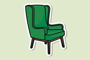 moderne canapé chaise, fauteuil autocollant conception vecteur illustration. intérieur meubles objet icône concept. confortable séance canapé autocollant conception logo avec ombre.