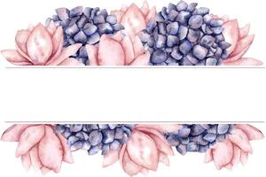 dessiné à la main aquarelle Cadre avec hortensia vecteur