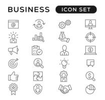 affaires et la gestion ligne Icônes ensemble. gestion, argent, banque, contact, infographie icône collection vecteur