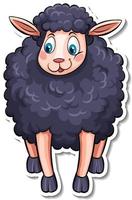 autocollant de dessin animé d'animaux de ferme de mouton noir vecteur