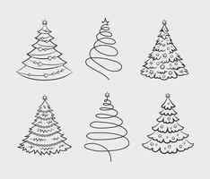 abstrait Noël arbre ensemble, Noël arbre silhouette, ligne vecteur illustration