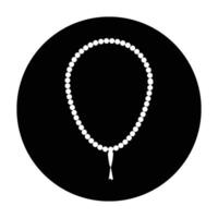 une blanc et noir rond pendentif avec une blanc perle sur une noir Contexte vecteur