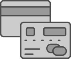 crédit carte ligne rempli niveaux de gris icône vecteur