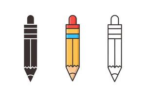 ensemble de des crayons vecteur illustration, contour, silhouette, isolé sur blanc Contexte