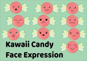 ensemble de bonbons en forme de emoji avec différent ambiance. kawaii mignonne des nuages émoticônes et Japonais anime emoji visages expressions. vecteur