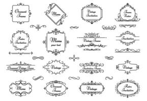 décoration ornement Cadre. calligraphie tourbillon héraldique cadres, décoratif élégant monogramme frontière et ancien mariage éléments vecteur illustration isolé Icônes ensemble