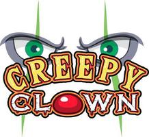 yeux de clown effrayants avec logo de mot de clown effrayant vecteur