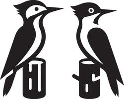 les pics oiseau logo concept, noir Couleur silhouette, blanc Contexte 9 vecteur