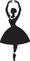 minimal ballerine vecteur icône dans plat style noir Couleur silhouette, blanc Contexte 24