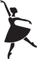 minimal ballerine vecteur icône dans plat style noir Couleur silhouette, blanc Contexte 36