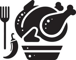 minimal poulet rôti Masala icône, symbole, noir Couleur silhouette, blanc Contexte 4 vecteur