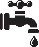 l'eau robinet vecteur, symbole, clipart, signe, noir Couleur silhouette, blanc Contexte dix vecteur