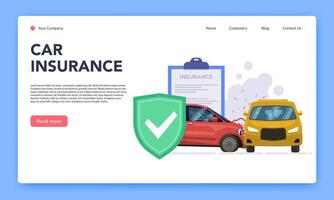 Véhicules assurance. responsable voiture Assurance mobile application de dommage et accident accident, voiture Assurance un service vecteur atterrissage page modèle