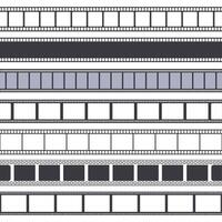 film et photo enregistrer. film bande sans couture les frontières, ancien vidéo ou photo vide bandes. rétro Cadre film ruban vecteur illustration ensemble