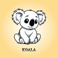 ai généré une koala dessin animé vecteur illustration est sur une Jaune Contexte