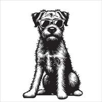 ai généré frontière terrier chien portant des lunettes de soleil illustration vecteur