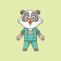 mignonne Panda médecin médical personnel chibi personnage mascotte icône plat ligne art style illustration concept dessin animé vecteur
