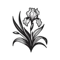 ai généré iris fleur silhouette noir et blanc illustration vecteur