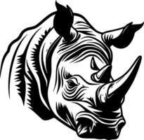 rhinocéros - noir et blanc isolé icône - vecteur illustration