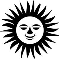 Soleil - noir et blanc isolé icône - vecteur illustration
