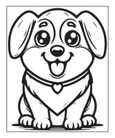 ai généré des gamins coloration page, chien coloration page illustration vecteur