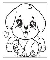 ai généré mignonne chiot coloration page illustration vecteur