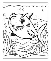 ai généré océan requin coloration page, illustration vecteur