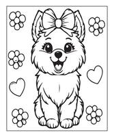 ai généré des gamins coloration page, chien coloration page illustration vecteur