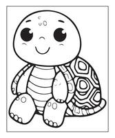 ai généré mignonne tortue coloration page pour des gamins vecteur