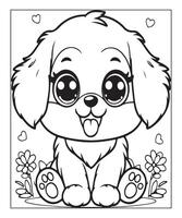 ai généré mignonne chiot coloration page illustration vecteur