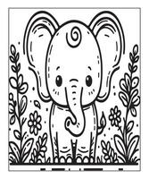 ai généré l'éléphant coloration page pour enfants. impression cette gratuit imprimable l'éléphant coloration page vecteur