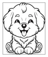 ai généré des gamins coloration page, chien coloration page illustration vecteur