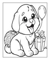 ai généré des gamins coloration page, chien coloration page illustration vecteur