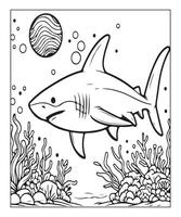 ai généré imprimable requin coloration page pour des gamins vecteur