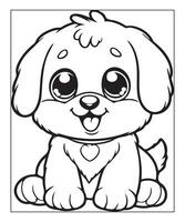 ai généré des gamins coloration page, chien coloration page illustration vecteur