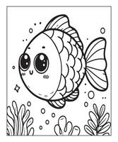 ai généré poisson coloration page pour des gamins vecteur