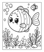 ai généré poisson coloration page pour des gamins vecteur