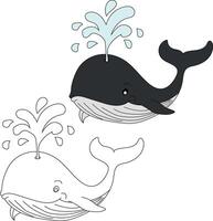 baleine clipart ensemble. coloré et contour baleines clipart vecteur