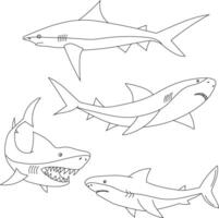 contour requin clipart ensemble vecteur