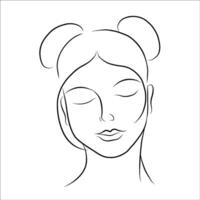 Jeune fille, femme visage ligne art. minimaliste style. vecteur main tiré beauté mode illustration pour logo, produits de beauté ou se maquiller, T-shirt impressions.